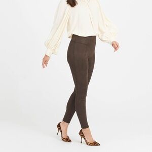 SPANX Olive Suede Like Leggings Sz XL